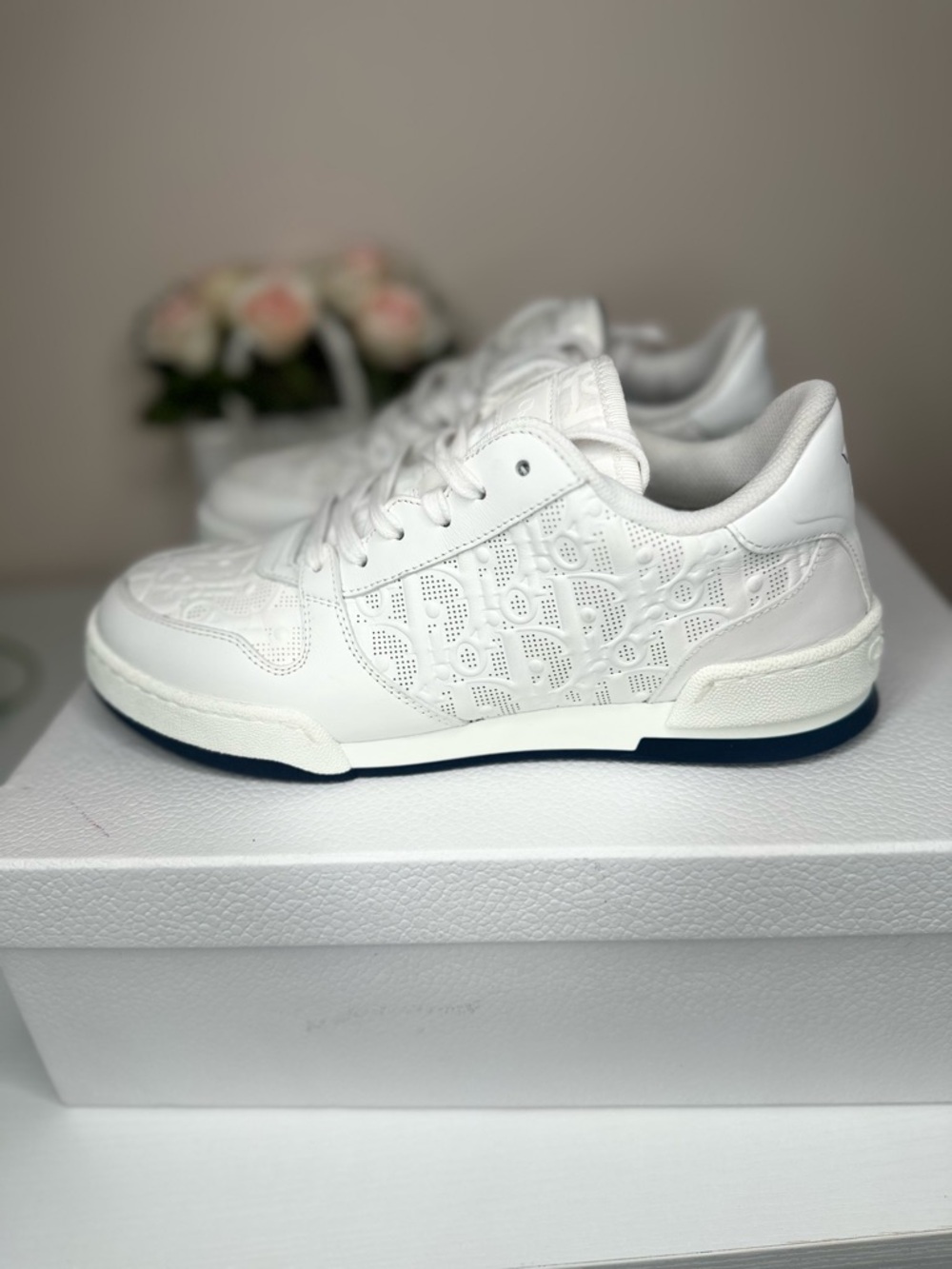 Christian Dior One Sneaker Oblique White Deep Blue Size 37.5 Authentic Luxury - Picture 2 of 16